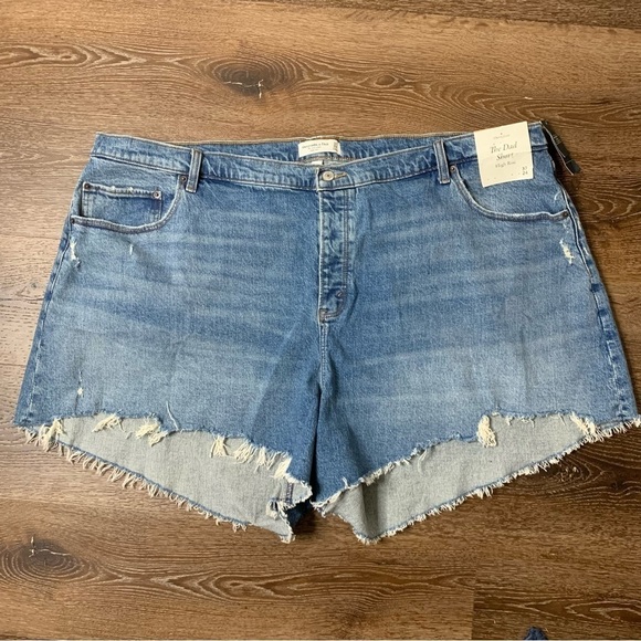 Abercrombie & Fitch Womens Blue the Dad short jean shorts button fly 37/24 - Picture 1 of 7